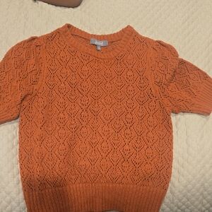 Marled Burnt Orange Lace Knit Sweater